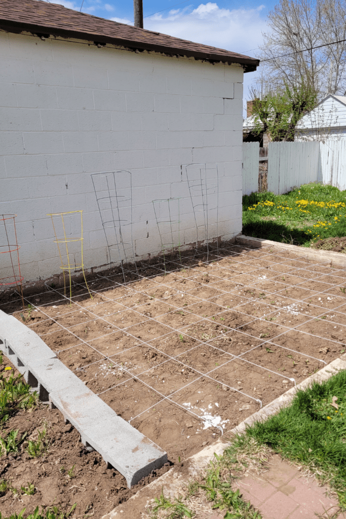 Image illustrates a square foot garden.