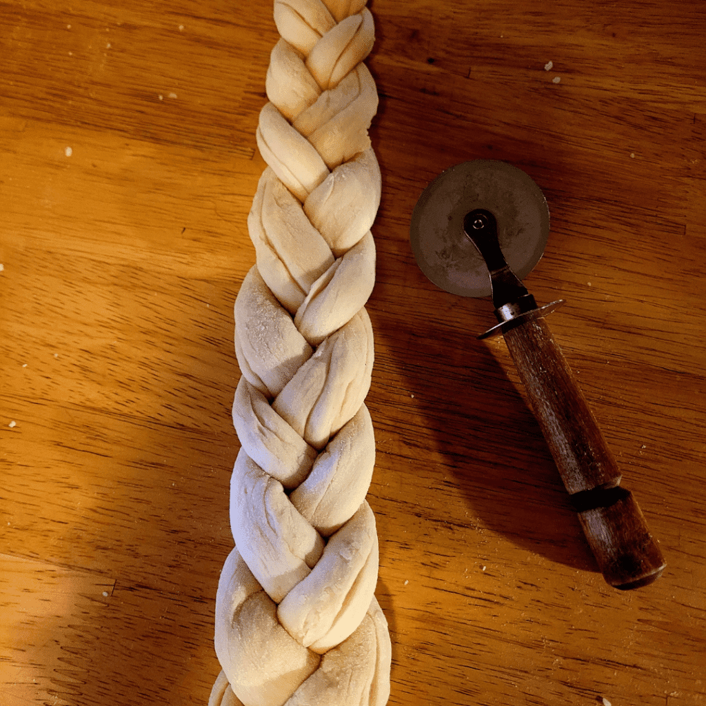 Image illustrates a dough for a Thanksgiving breaded cornucopia recipe. 