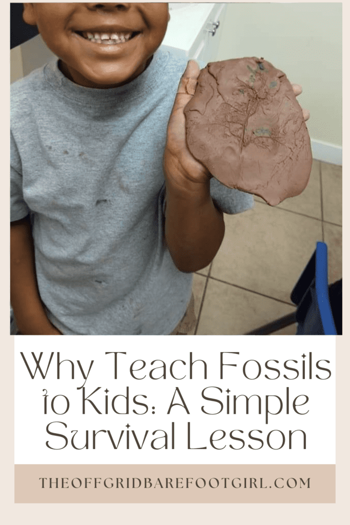 Image illustrates a Pinterest pin of teaching fossils to kids.