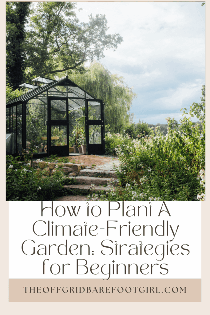 Image illustrates a greenhouse for a climate friendly garden.