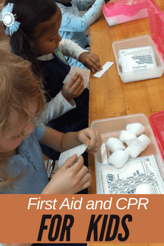 Image illustrates first aid for kids.