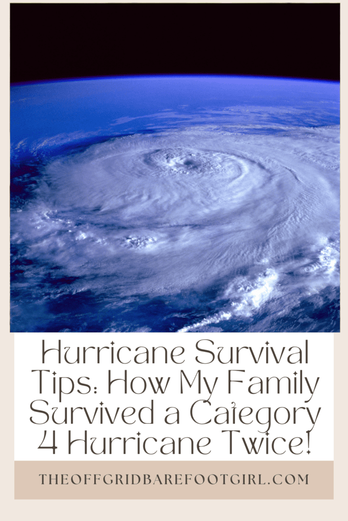 Image illustrates a Pinterest pin of hurricane survival tips. 