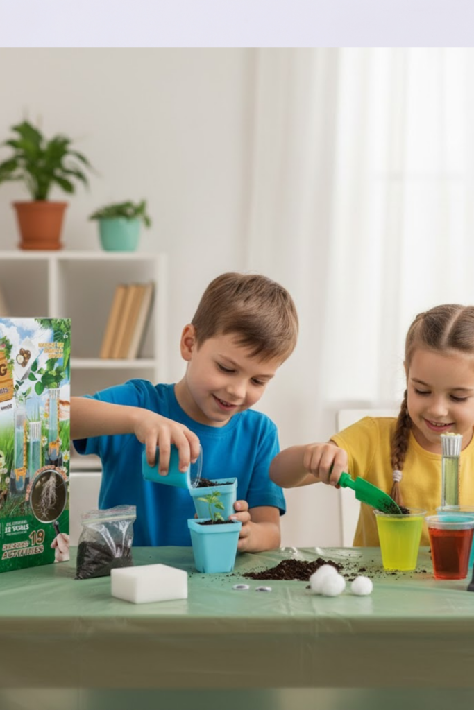 Image illustrates garden grow kits for kids.