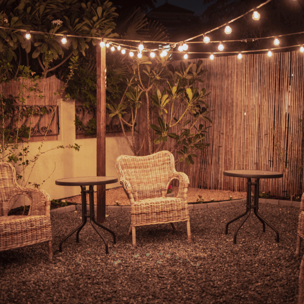 Image illustrates off grid solar lights.