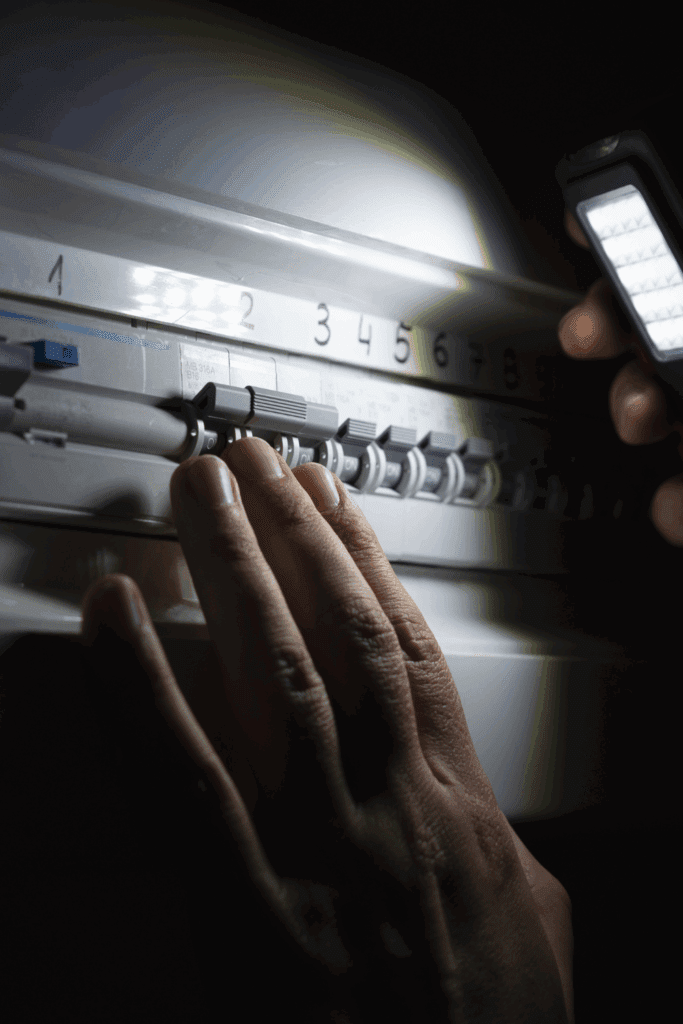 Image illustrates a power outage demonstrating a no power survival challenge. 