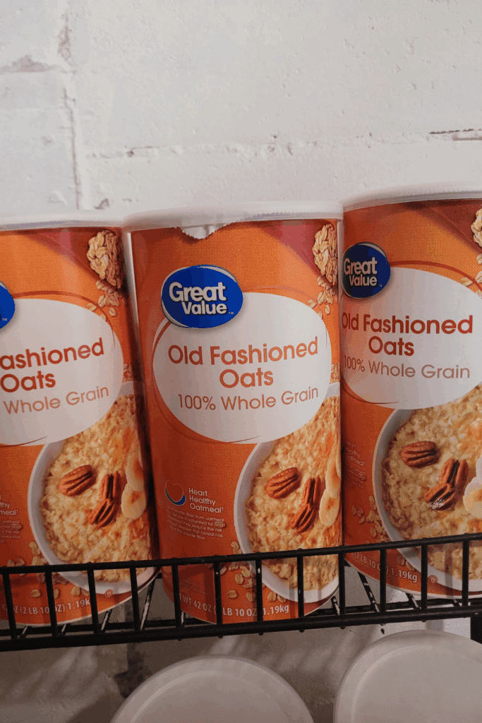 Image illustrates foods that last forever like rolled oats.