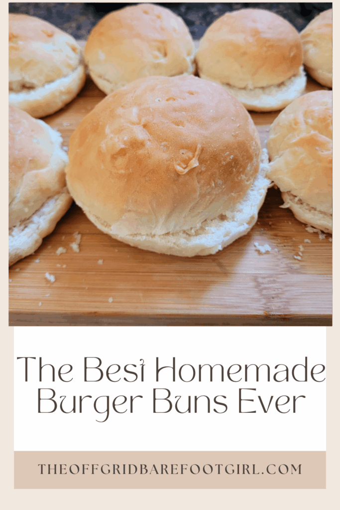 Image illustrates a Pinterest pin of homemade burger buns.