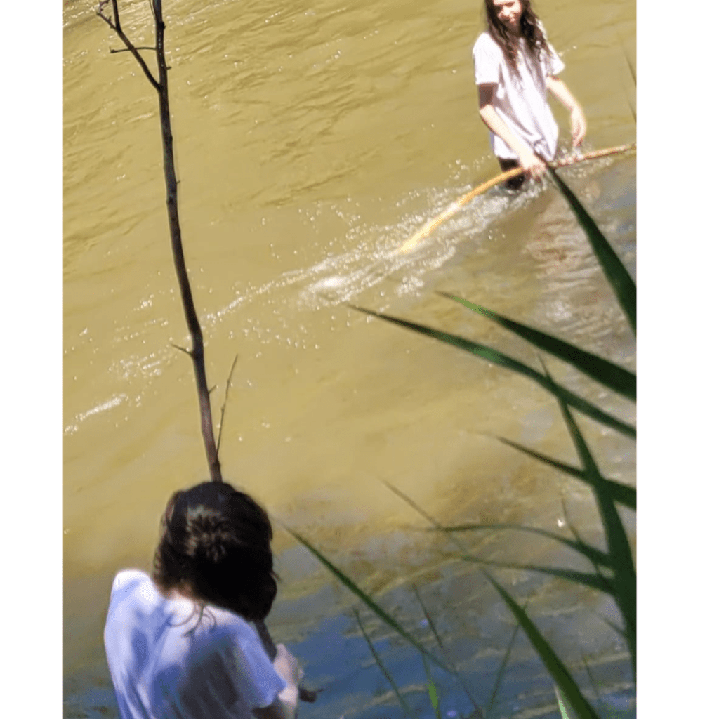 playing in the river