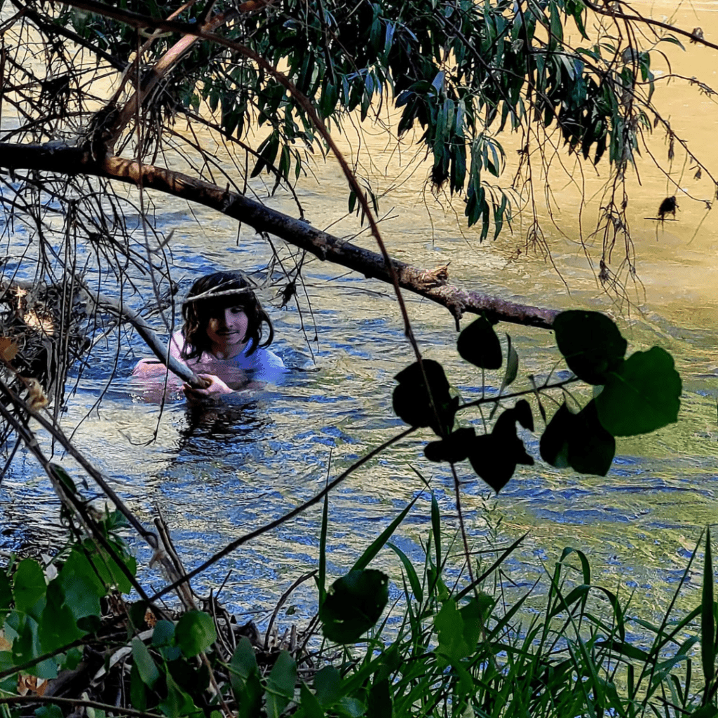 swimming in the river