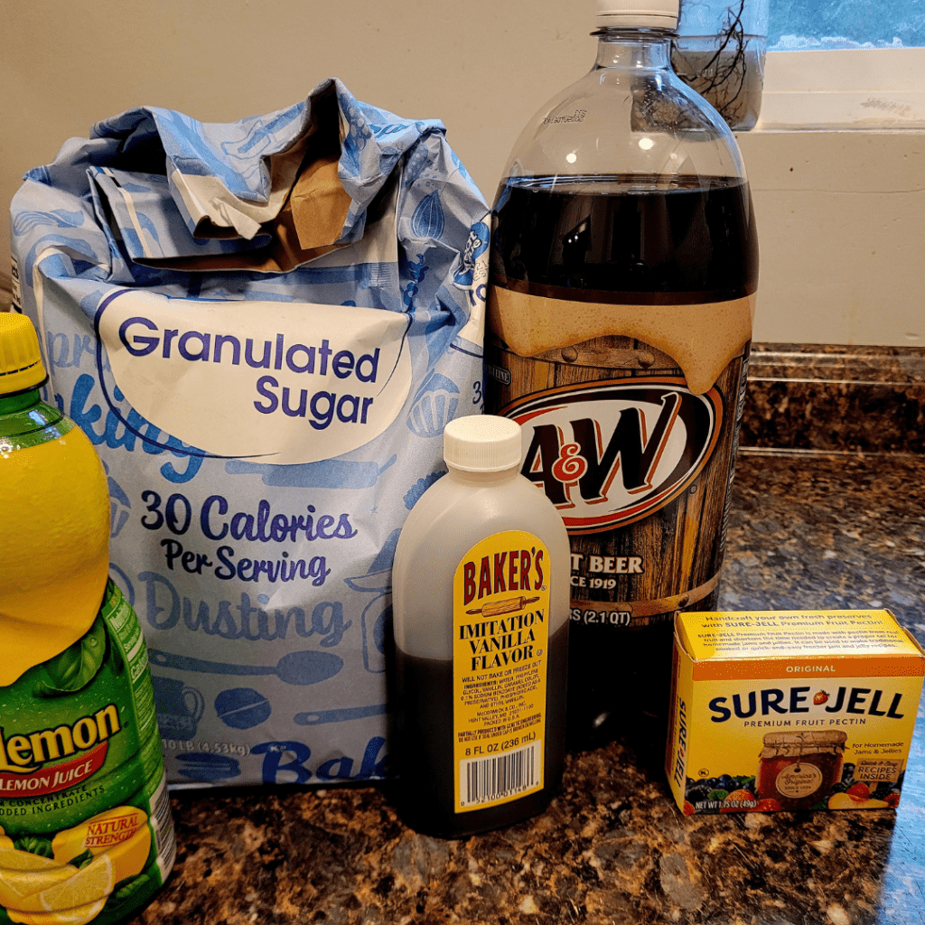 Image illustrates root beer float ingredients.