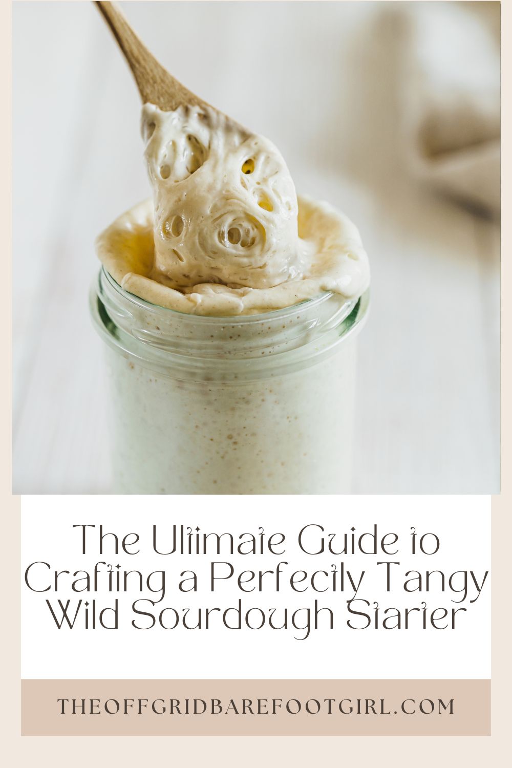 Image illustrates a Pinterest pin for wild yeast recipe sourdough starter.