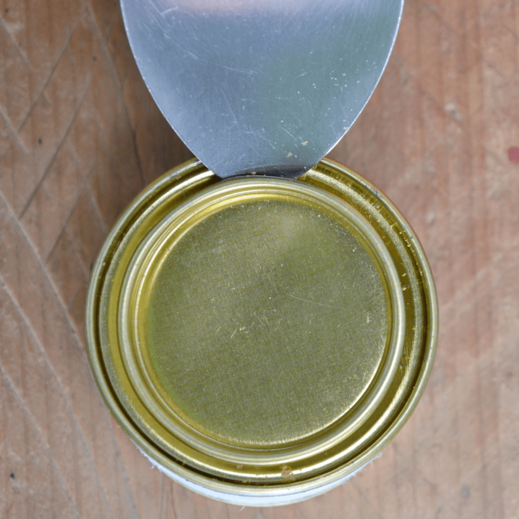 Image illustrating prying a can of food open to demonstrate how to open a can of food with your bare hands. 