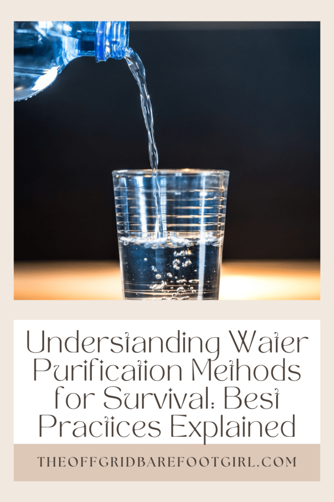 Illustration of a Pinterest pin for healthy water falling into a glass from a tap for water purification methods.