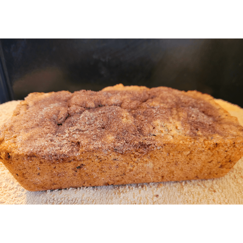 Image illustrates snickerdoodle zucchini bread. 