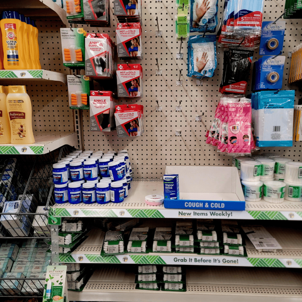 Image illustrates medical supplies for Dollar Tree survival items.