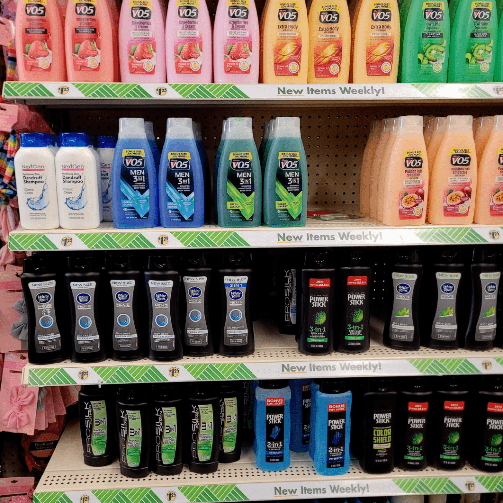Image illustrates shampoo and conditioner for Dollar Tree survival items.