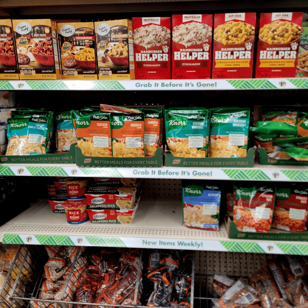 Image illustrates pantry items for Dollar Tree survival items.