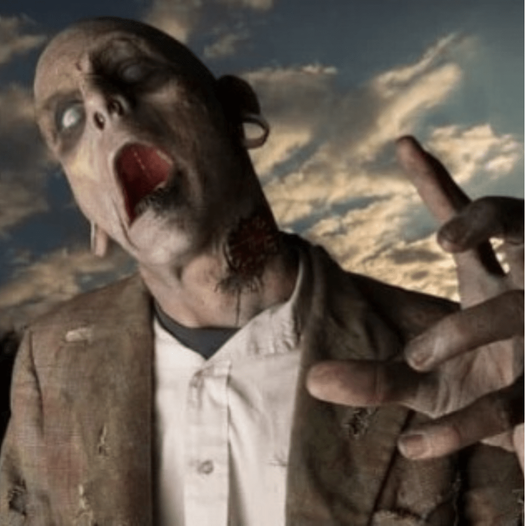 Image illustrates a zombie for The Walking Dead survival tactics.