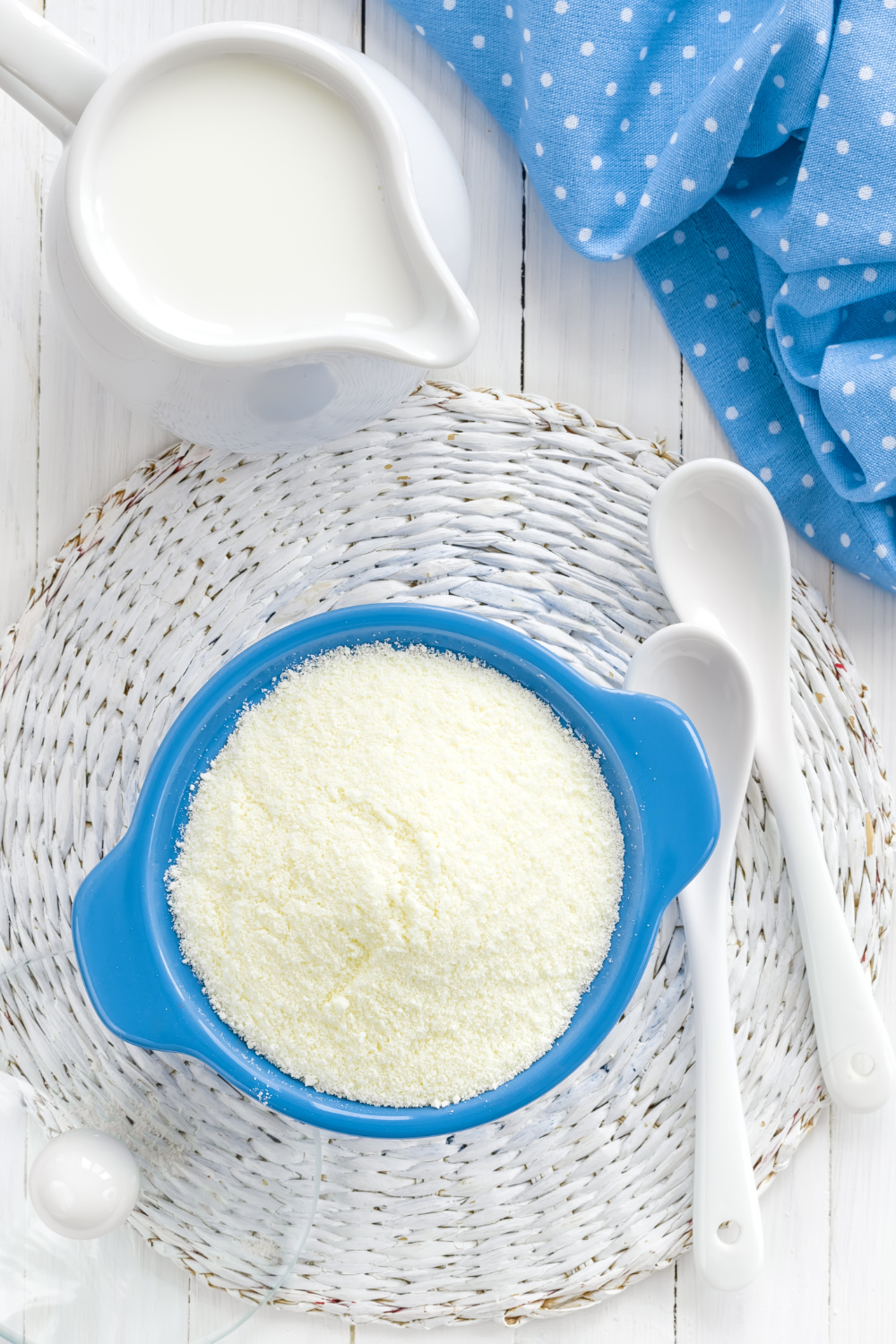 Image illustrates powdered milk.