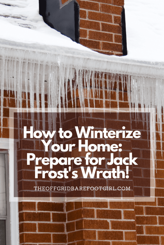 Image illustrates a brick house with icicles demonstrating information on how to winterize your home. 