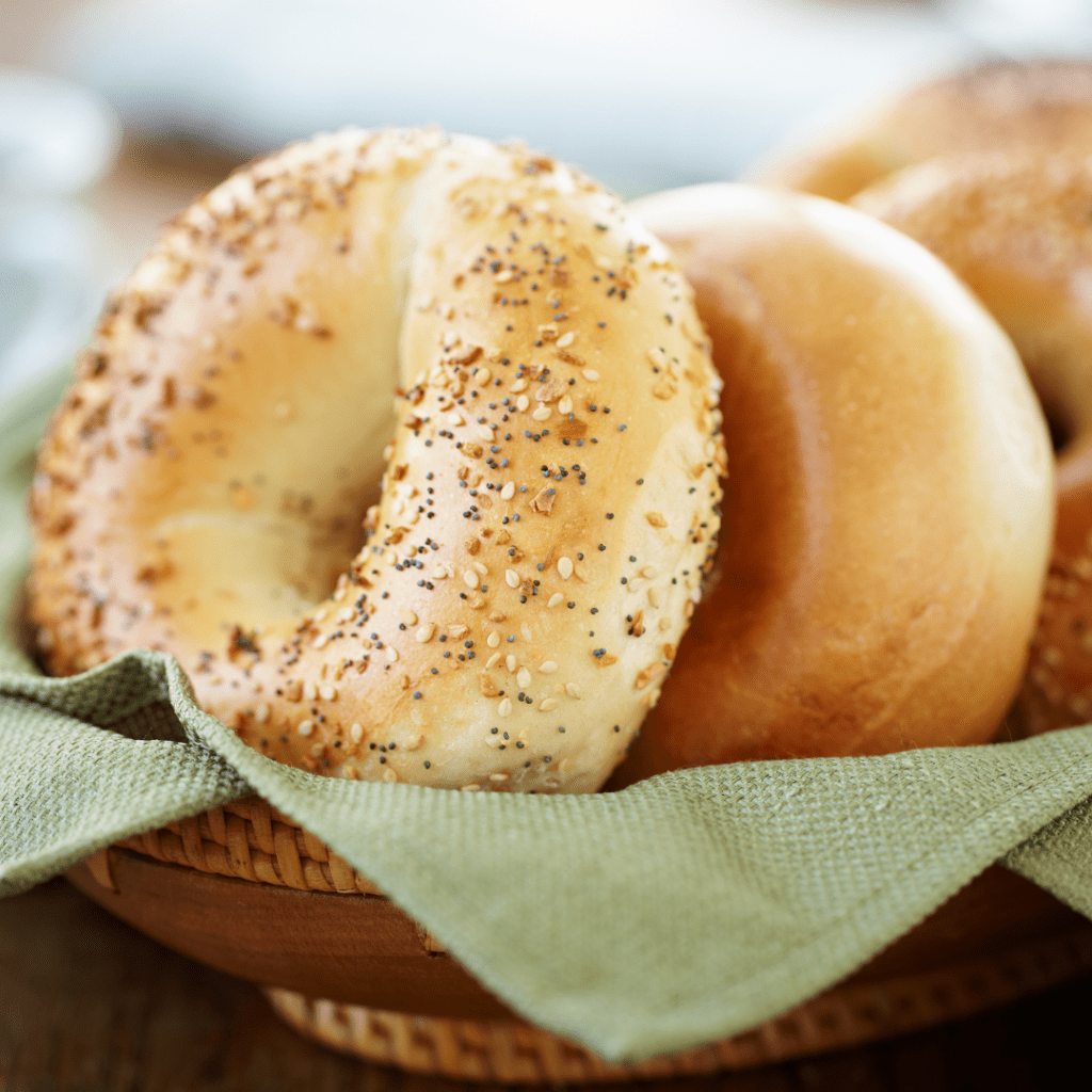 Image illustrates bagels for a recipe for how to make sourdough bagels.