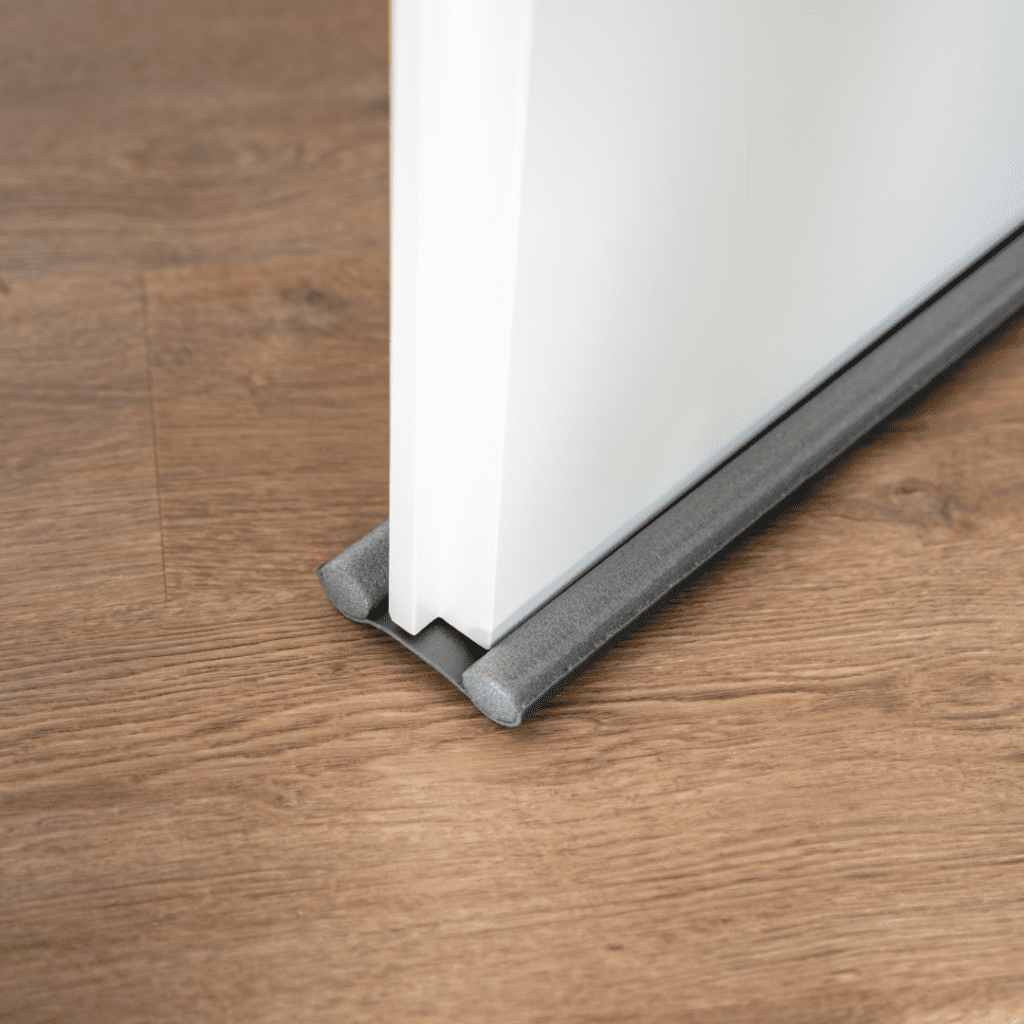 Image illustrates a door sweep demonstrating information on how to winterize your home. 