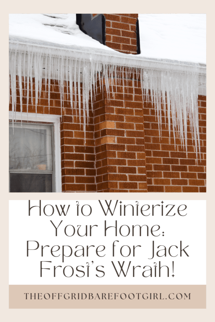 Image illustrates a brick house with icicles demonstrating information on how to winterize your home. 