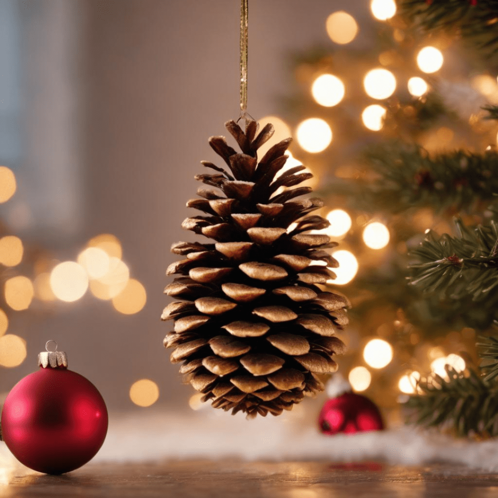 Image illustrates pine cones for Christmas ornaments for an echo-friendly Christmas. 