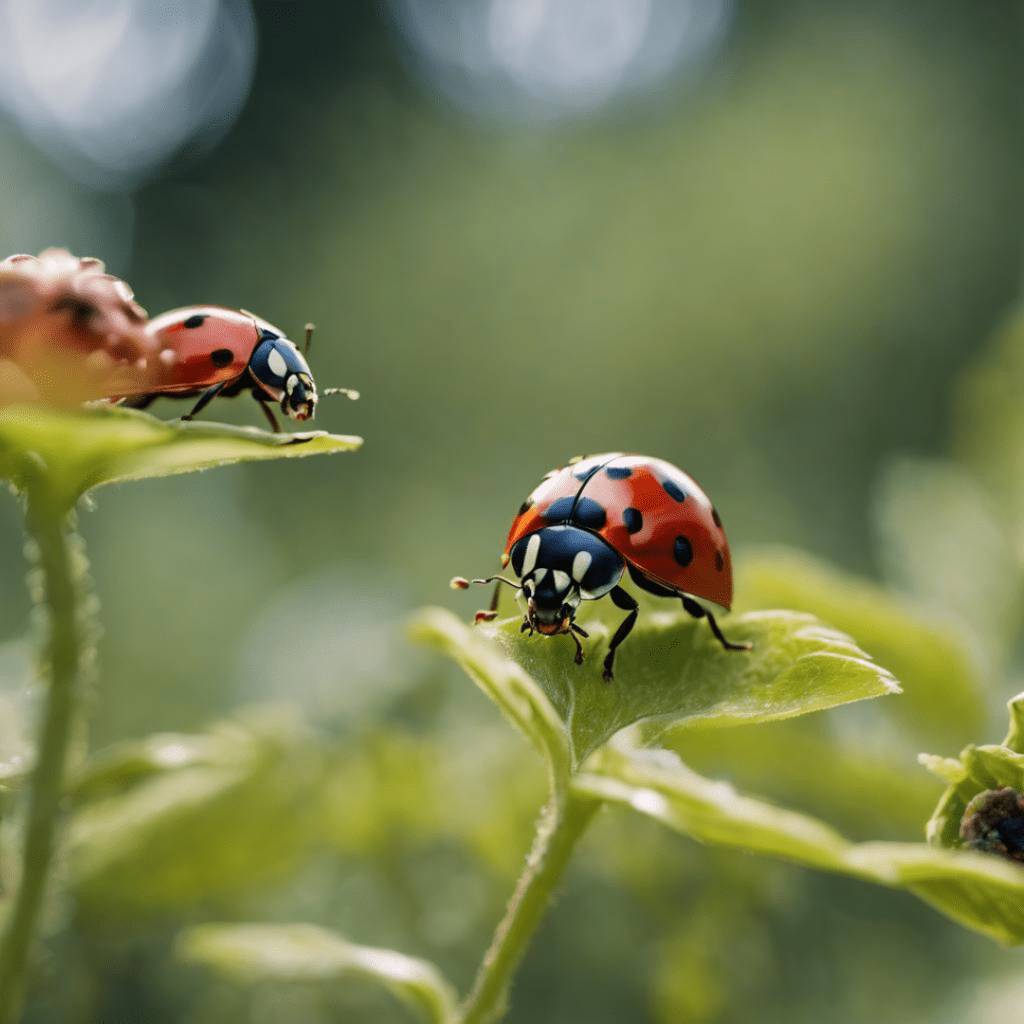 Image illustrates ladybugs in a garden demonstrating information about how to release ladybugs in your garden.