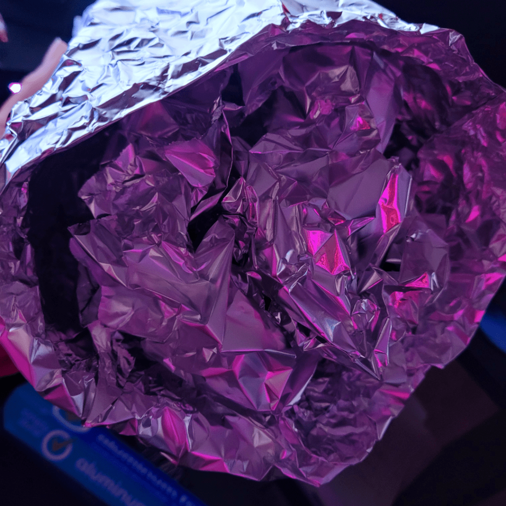 Image illustrates a foiled shaped cornucopia for a gingerbread cornucopia. 