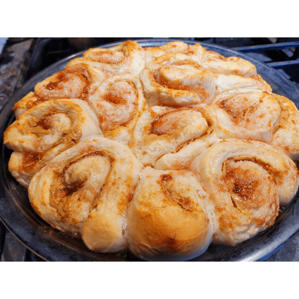 Image illustrates sourdough peanut butter and jelly rolls.