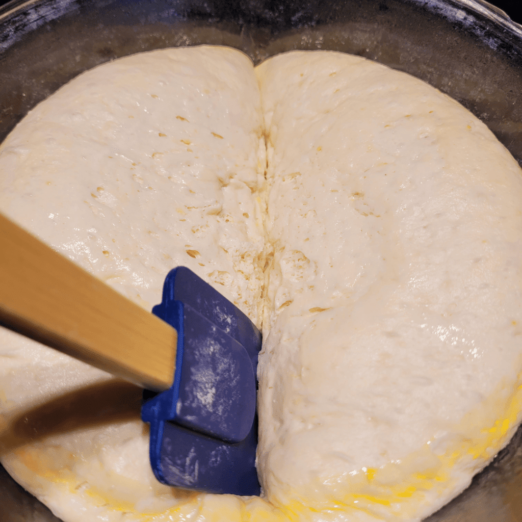 Image illustrates dough being divided into equal parts. 