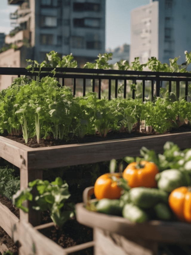 Image illustrates a balcony garden.