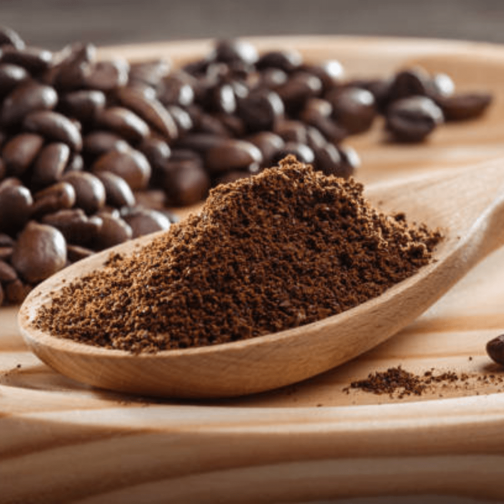Image illustrates coffee grounds demonstrating uses for coffee grounds.