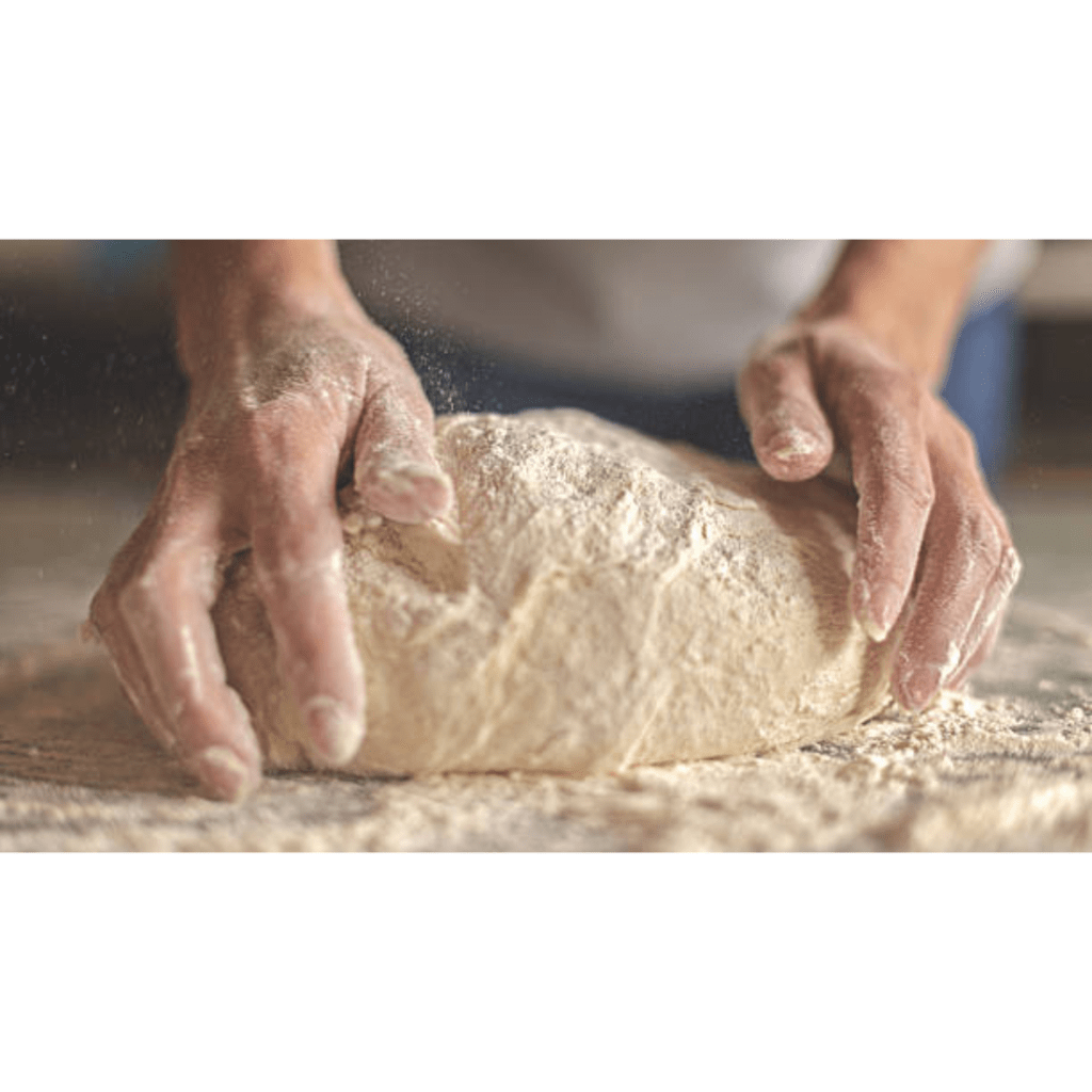 Image illustrates dough for sourdough calzones. 