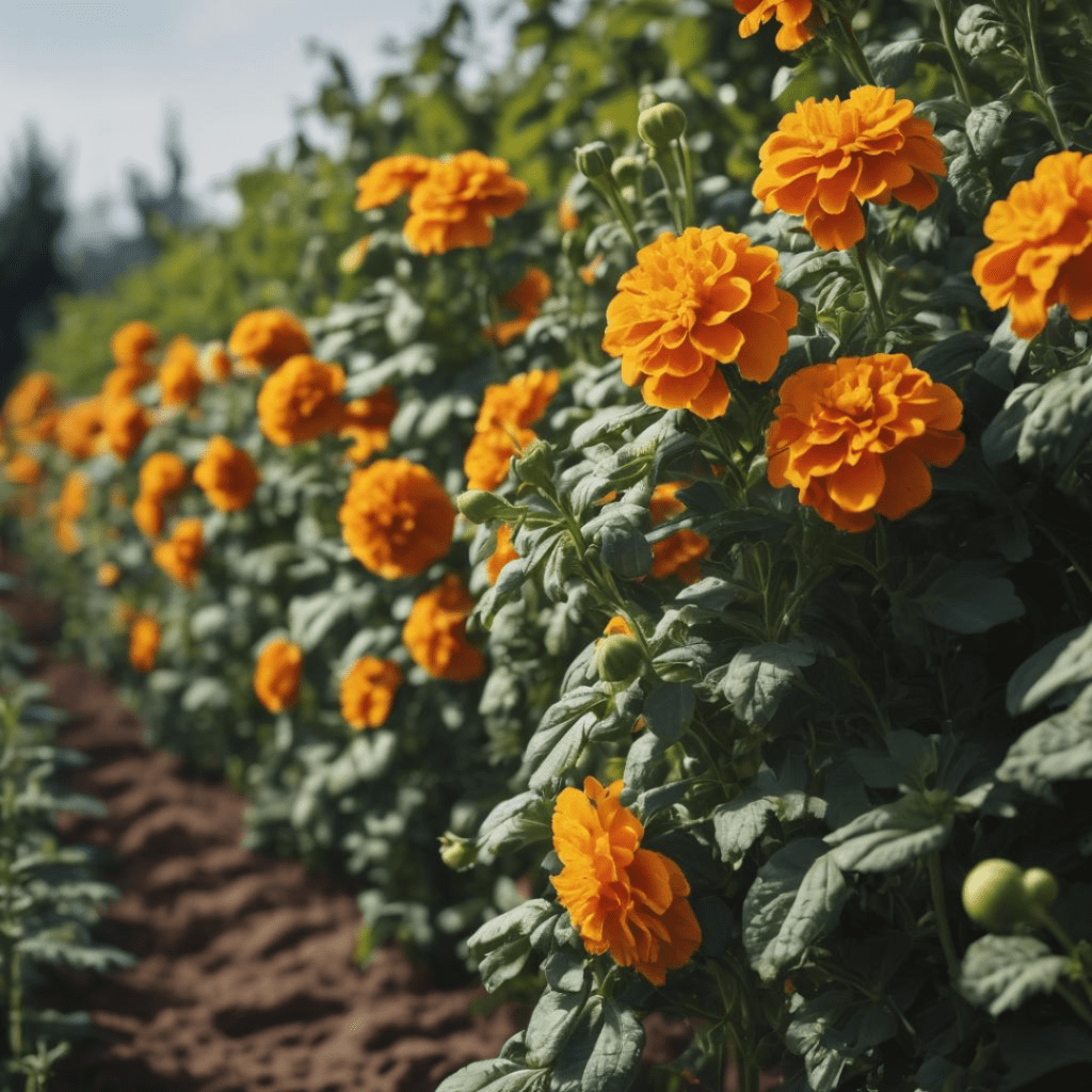Image illustrates marigolds as pest control.