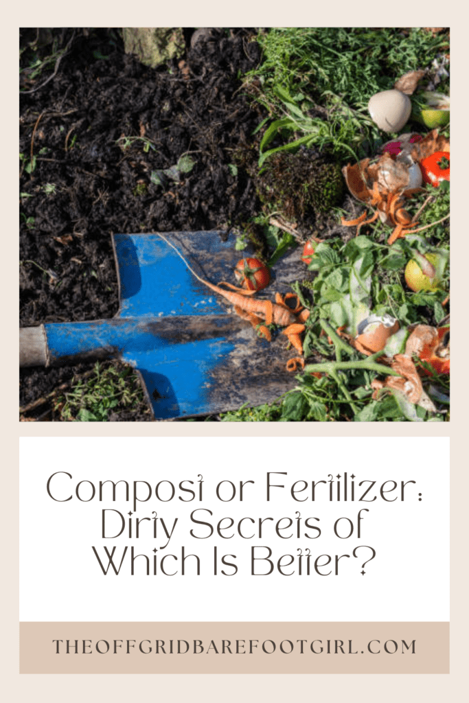 Image illustrates a Pinterest pin of information if compost or fertilizer is best for plants. 
