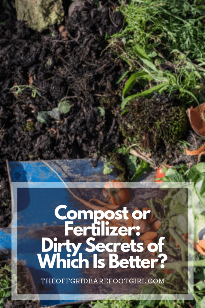 Image illustrates a Pinterest pin of information if compost or fertilizer is best for plants. 
