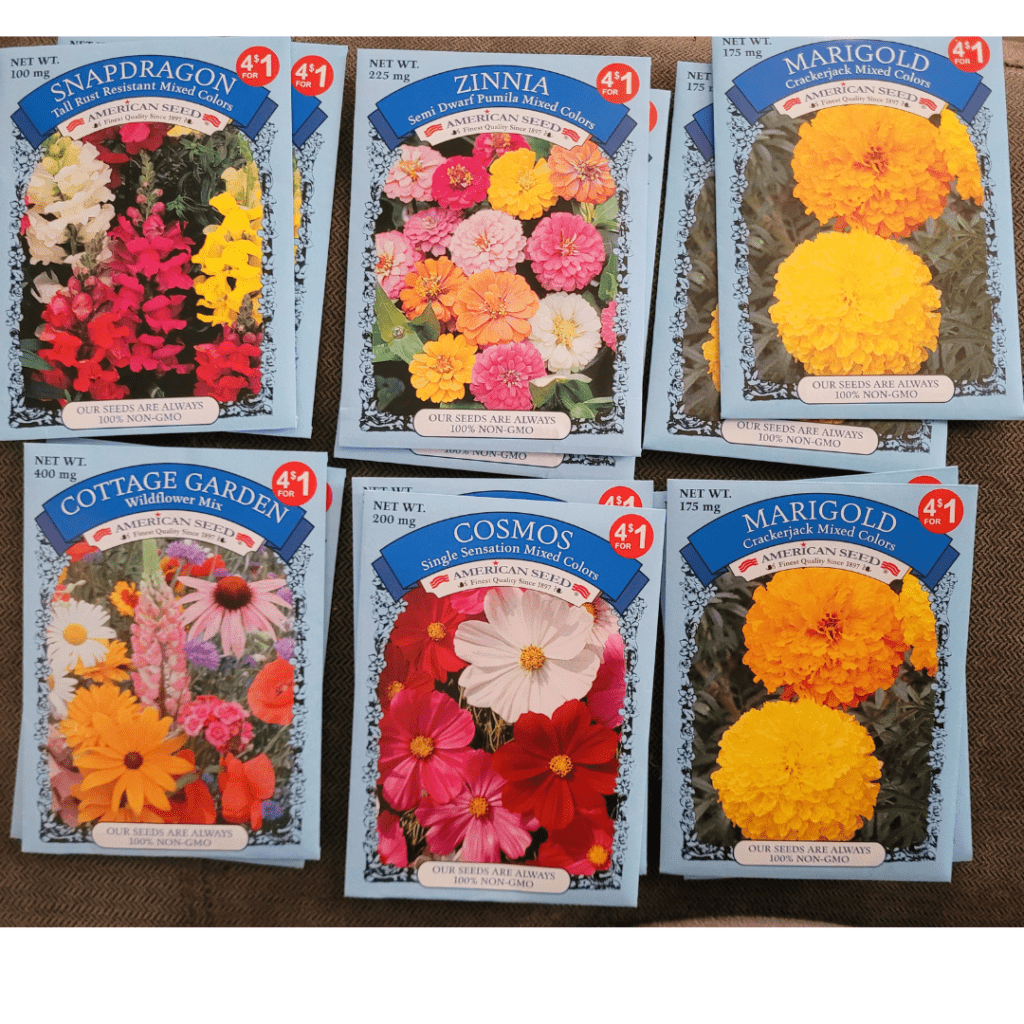 Image illustrates flower seeds for vegetable gardens. 