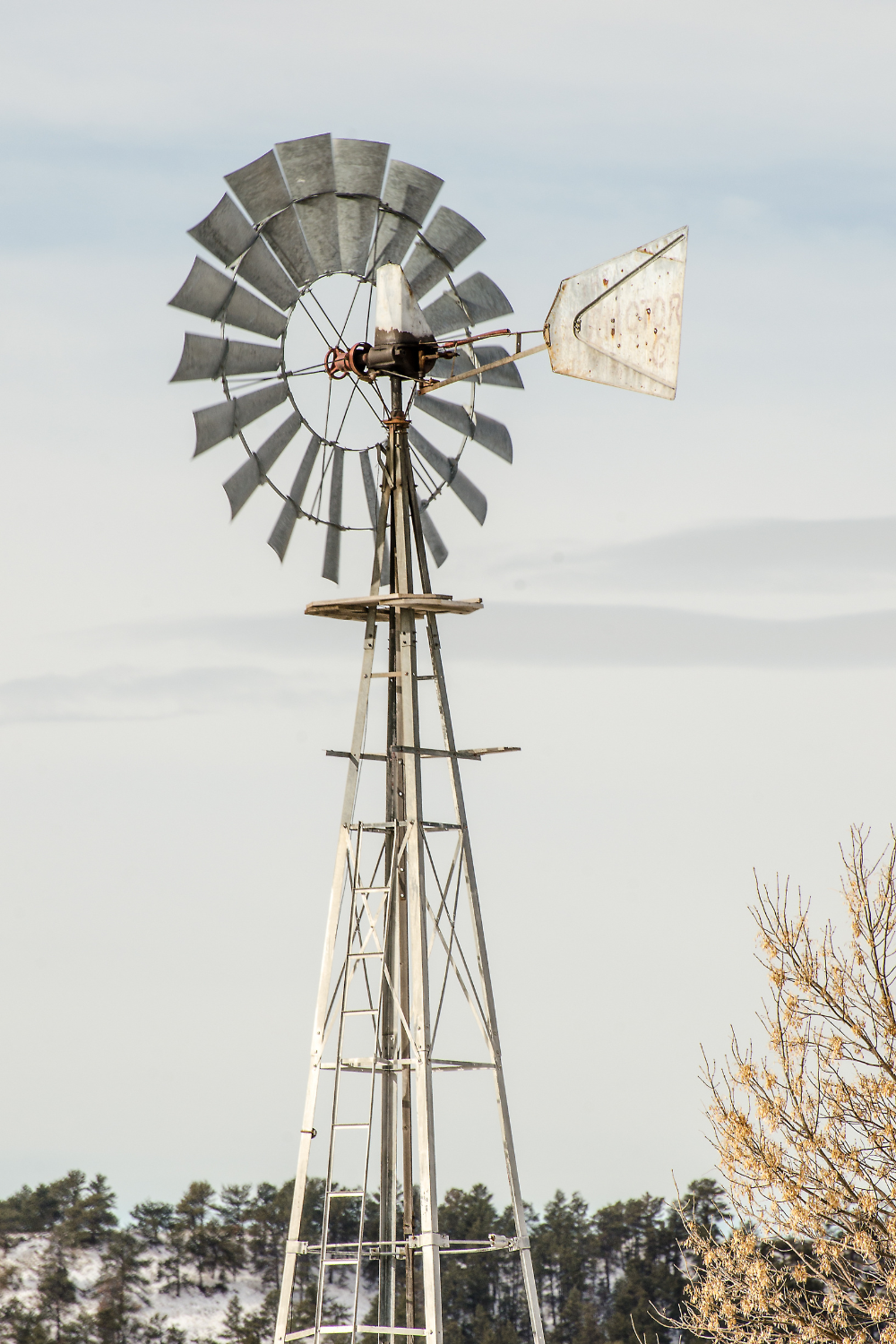 Image illustrates a windmill for a backyard homestead.