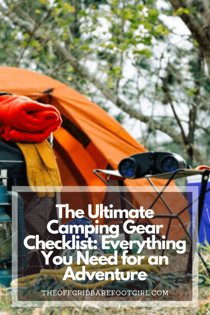 Image illustrates a Pinterest pin of camping gear. 