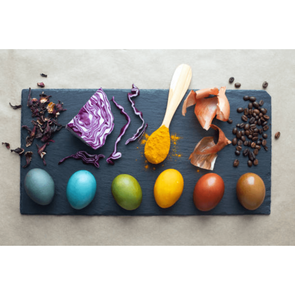 Image illustrates natural easter egg dyes.