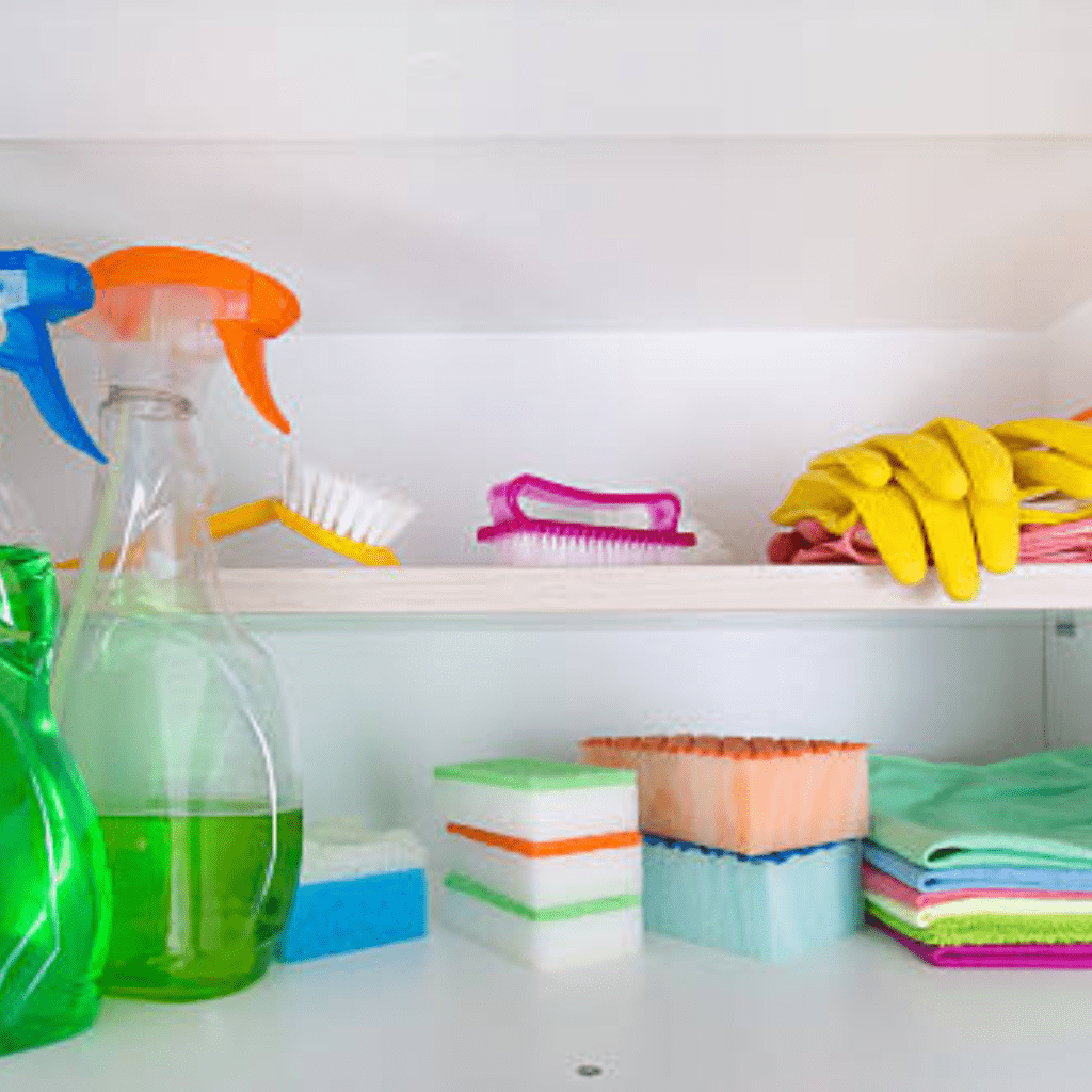 Image illustrates cleaning supplies.