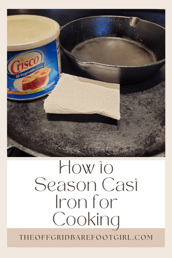 Image illustrates a Pinterest pin of how to season cast iron cookware.