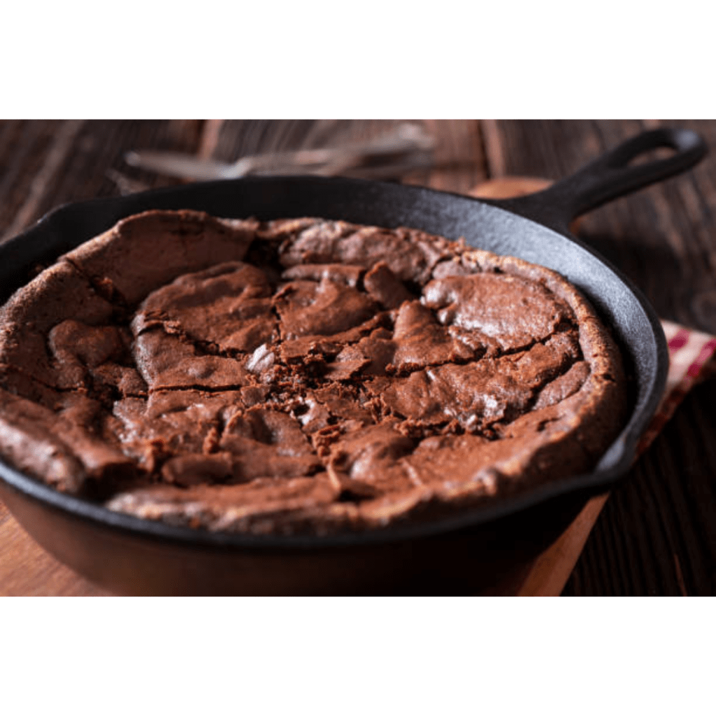Image illustrates brownies in a pan. 
