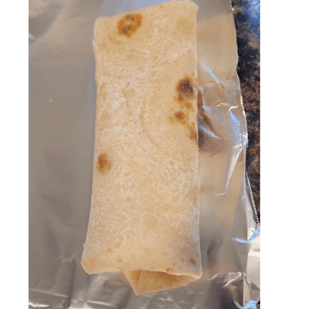 Image illustrates a burrito.