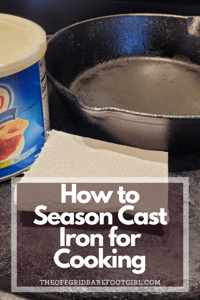 Image illustrates a Pinterest pin of how to season cast iron cookware.