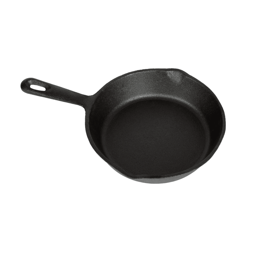 Image illustrates a cast iron pan. 