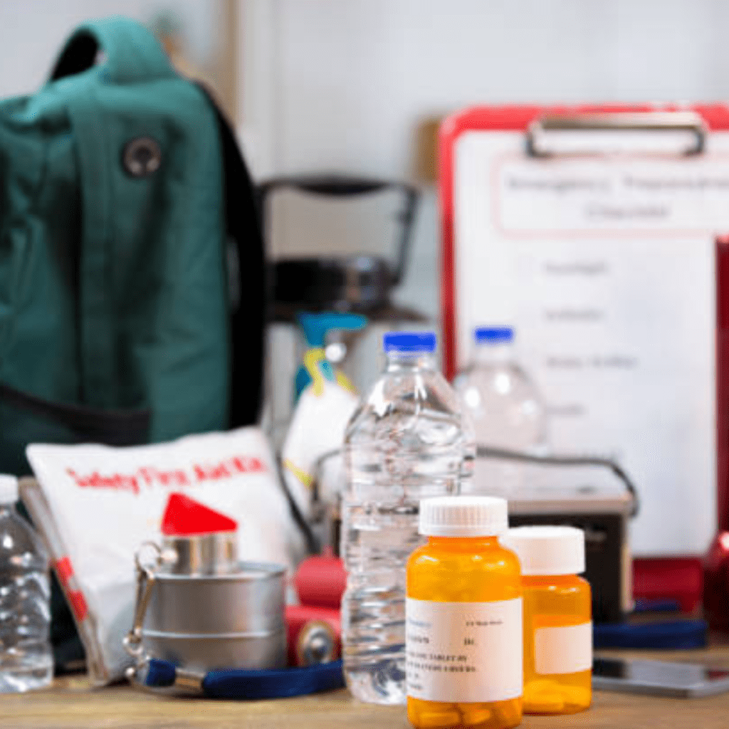 Image illustrates a survival food kit. 