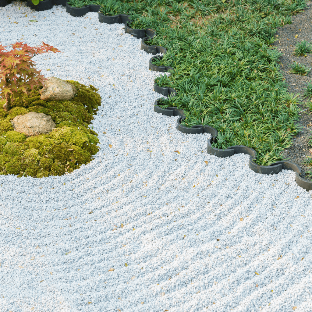 Image illustrates a zen garden.